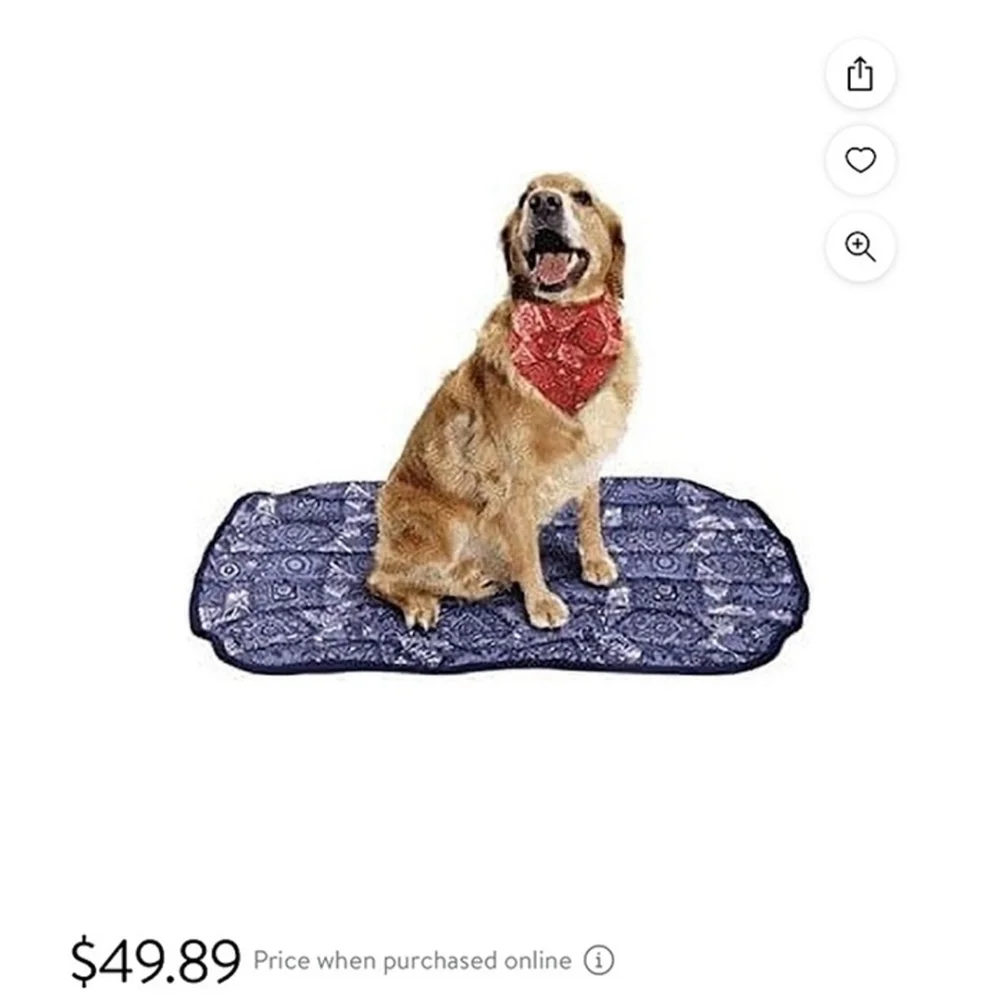 MiraCool Reusable Cooling Dog Mat, Large 26x36 Blue Bandana Pattern
